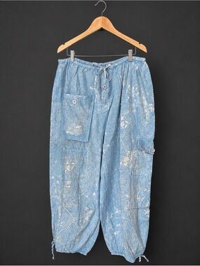 Light Blue Drawstring Cargo Jogger Pants